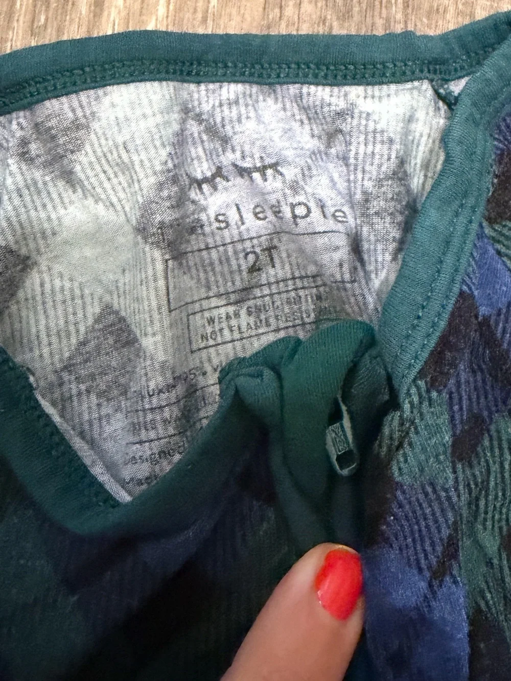 Little Sleepies Green and Blue Plaid Zippies 2T